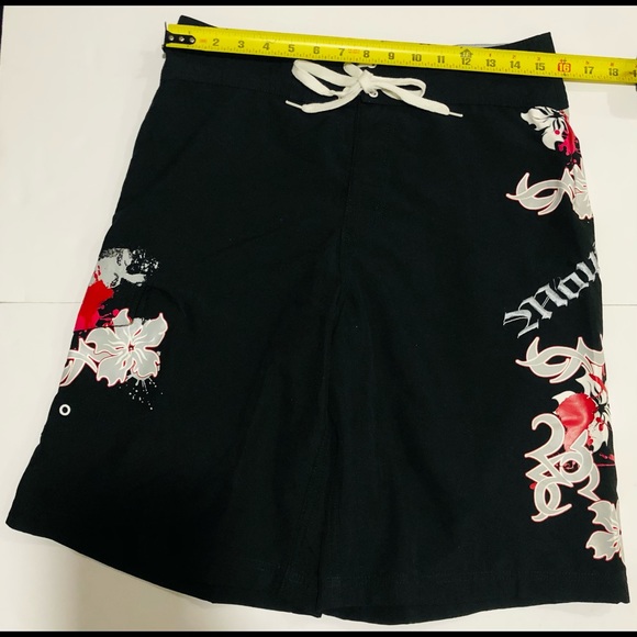 Maui Nix Swim Trunks Board Surf Shorts Men's Sz 30 Black Side Pocket - Picture 7 of 10
